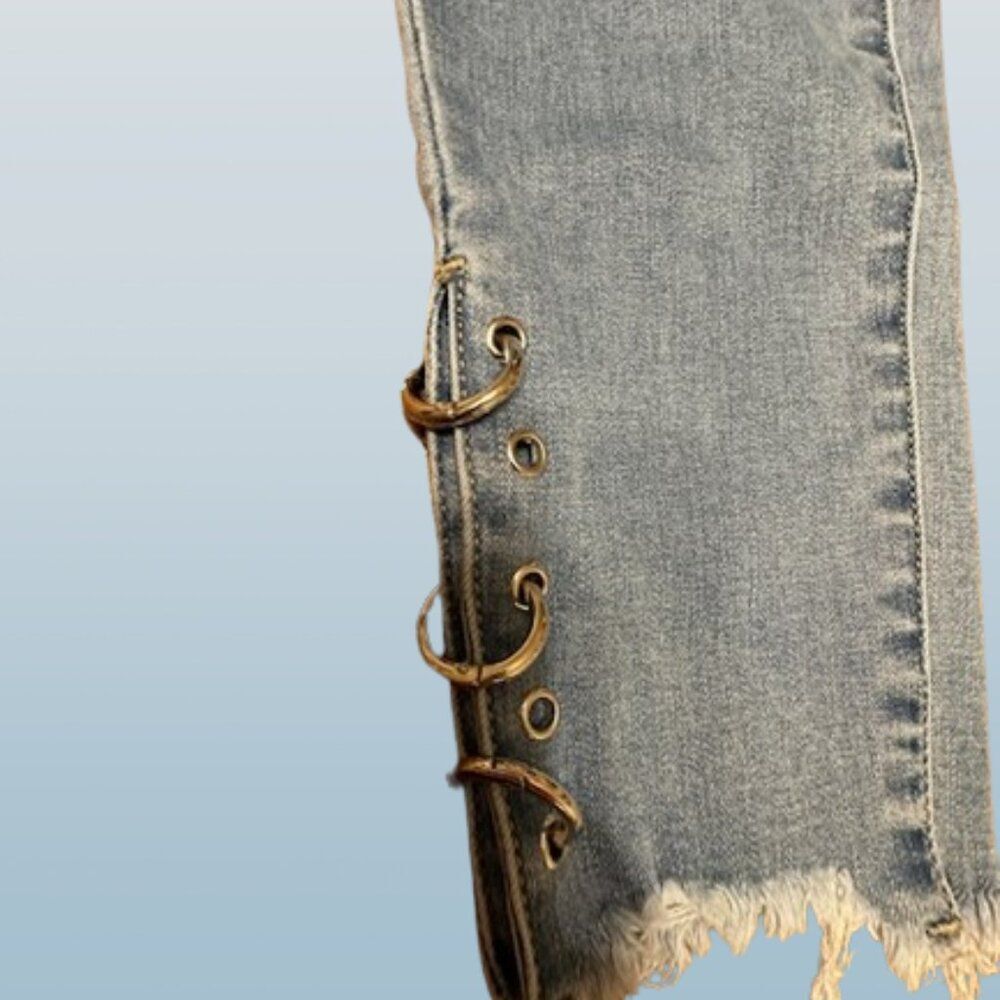 Side Ring Detail Skinny Jeans 4088 NWT Boutique - Picture 5 of 15